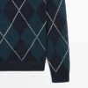 Baumwoll-Strick-Pullover mit Argyle-Muster