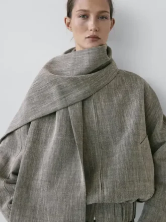 Bomberjacke mit Fleckeneffekt und Schals