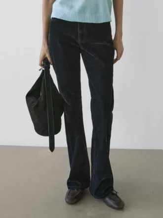 Boot-Cut-Jeans mit hoher Taille und Flock-Finish