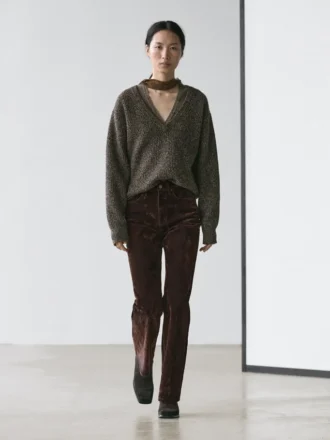 Bootcut-Jeans mit hoher Taille und Flock-Finish