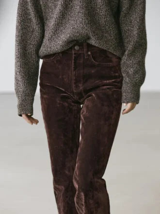 Bootcut-Jeans mit hoher Taille und Flock-Finish