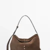 Bucket Bag aus Spaltveloursleder