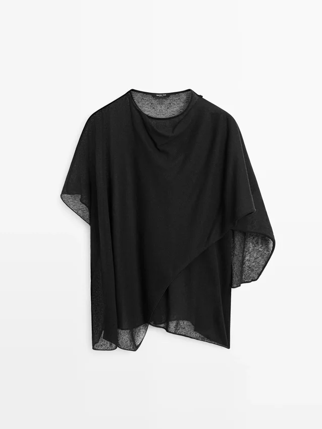 Cape-Oberteil aus Leinenmischung mit Überkreuz-Ausschnitt Cape-Oberteil aus Leinenmischung mit Überkreuz-Ausschnitt