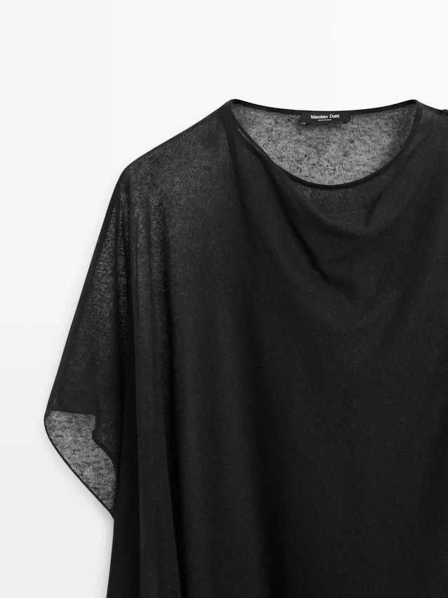 Cape-Oberteil aus Leinenmischung mit Überkreuz-Ausschnitt Cape-Oberteil aus Leinenmischung mit Überkreuz-Ausschnitt