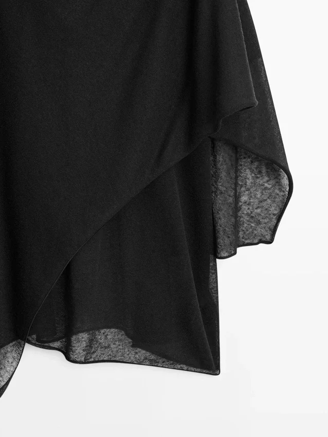 Cape-Oberteil aus Leinenmischung mit Überkreuz-Ausschnitt Cape-Oberteil aus Leinenmischung mit Überkreuz-Ausschnitt