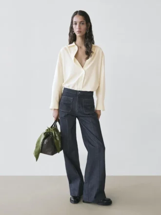 Flare-Fit-Jeans mit hoher Taille und Taschen