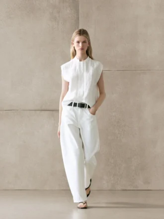 Fließendes Hemd aus 100 % Leinen mit Knopfdetails