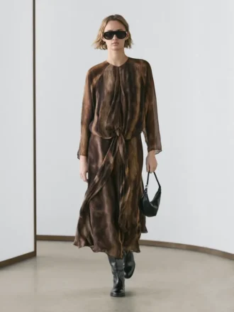 Fließendes Kleid mit Animal-Print