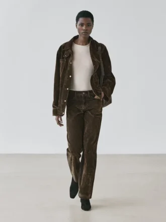 Flock-Jeans mit geradem Bein und niedriger Leibhöhe