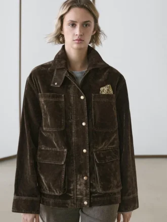 Flock-Jeansjacke mit Kragen