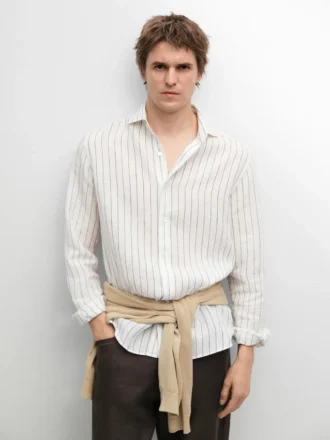 Gestreiftes Hemd aus 100 % Leinen