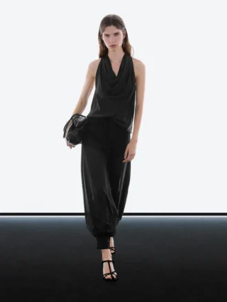 Halbtransparente Sarouel-Hose mit Knopfdetails