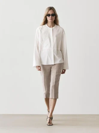 Hemd aus Baumwollmischgewebe mit Stickerei