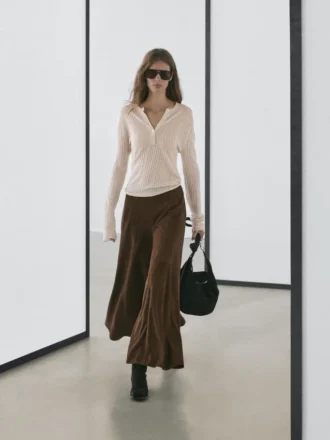 Henley-Pullover aus Wollmischung mit Cutwork-Verzierung