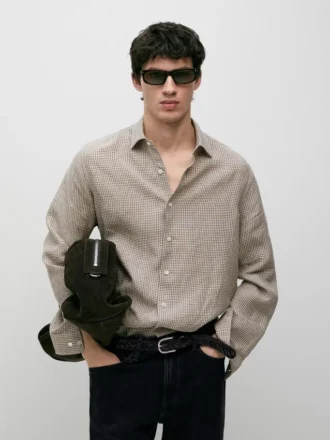 Kariertes Hemd aus 100 % Leinen