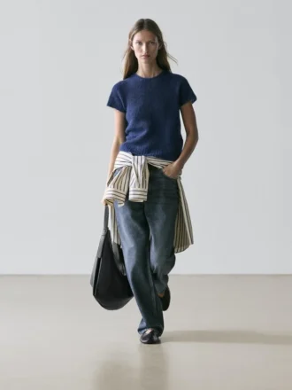 Kurzärmeliger Strickpullover aus Alpaka-Mischung