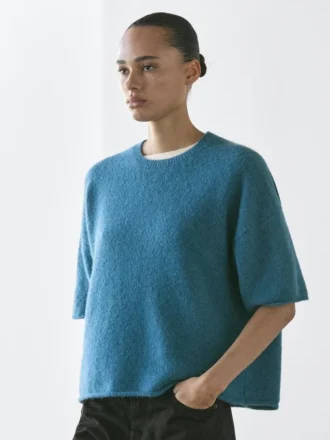 Kurzärmeliger Strickpullover aus Alpaka-Mischung