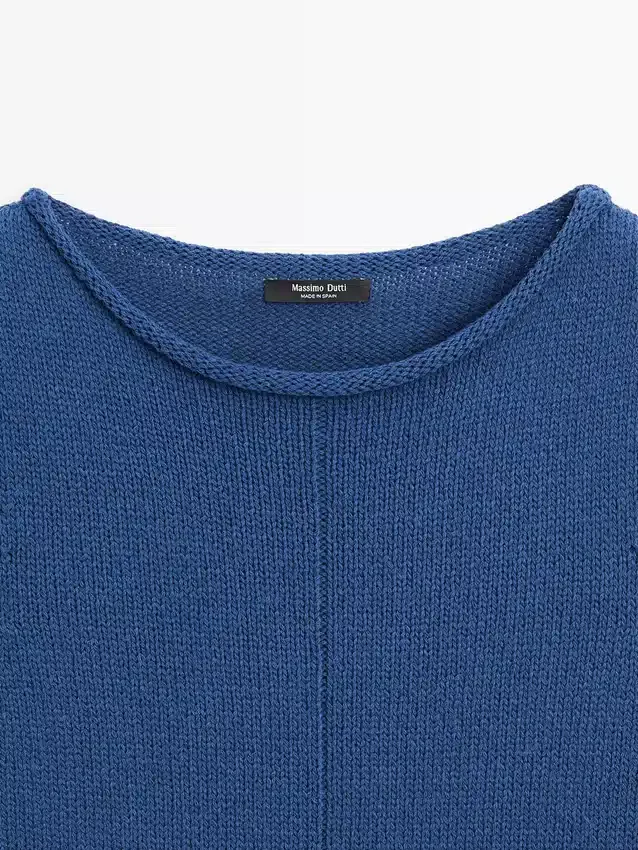 Kurzärmeliger Strickpullover aus Baumwollmischung Kurzärmeliger Strickpullover aus Baumwollmischung