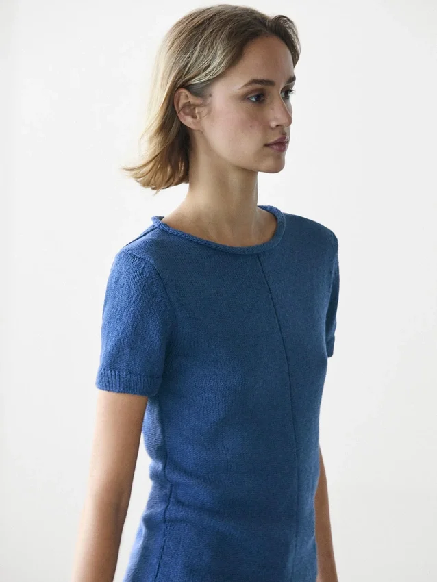 Kurzärmeliger Strickpullover aus Baumwollmischung Kurzärmeliger Strickpullover aus Baumwollmischung