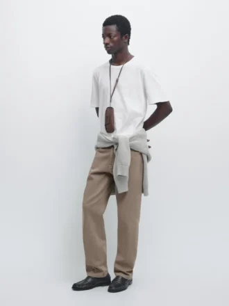 Kurzärmeliges Leinen-Mischung-T-Shirt