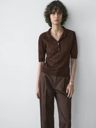 Kurzärmeliges Poloshirt aus Wollmischgewebe