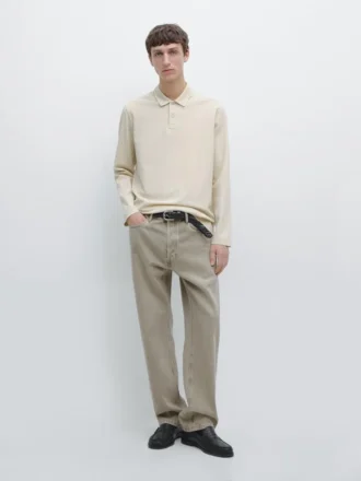 Langärmliges Poloshirt aus merzerisierter Baumwolle