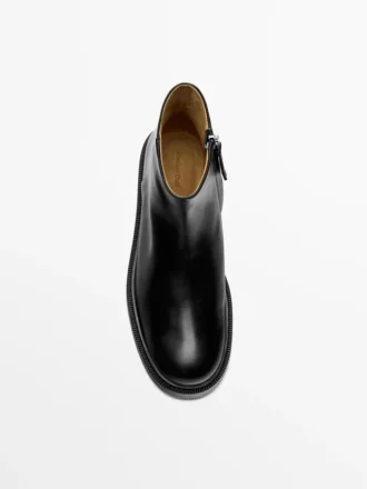 Leder-Stiefeletten mit Wildlederfutter