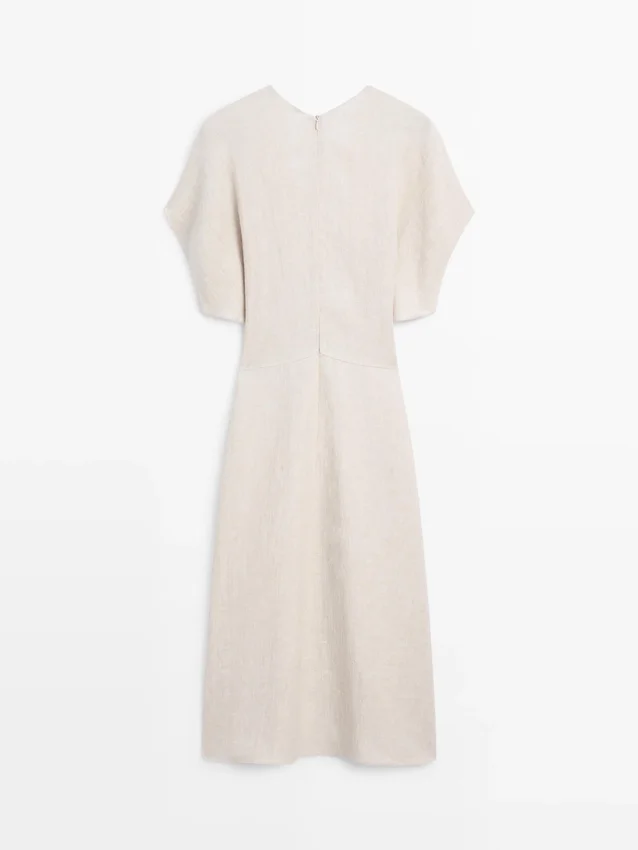 Leichtes, kurzärmeliges Midi-Kleid aus Leinen Leichtes, kurzärmeliges Midi-Kleid aus Leinen