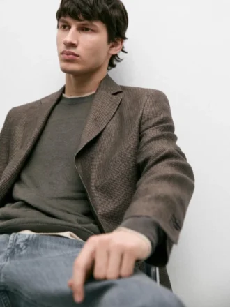 Leinen-Blazer mit Taschendetails