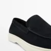 Loafer aus Spaltleder mit Mokassin-Spitze