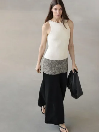 Midi-Kleid aus 100 % Baumwolle mit Kontraststrick