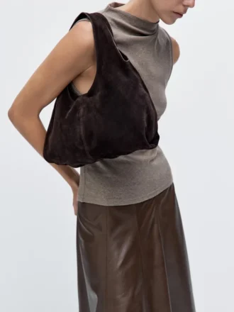 Mittlere Damenhandtasche aus Spaltleder