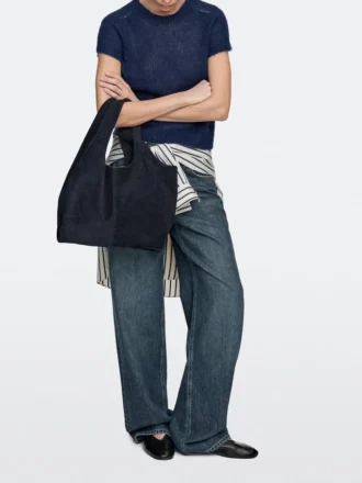 Mittlere Shopper-Tasche aus Spaltleder