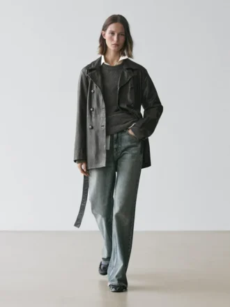 Nappalederjacke mit Gürteldetail