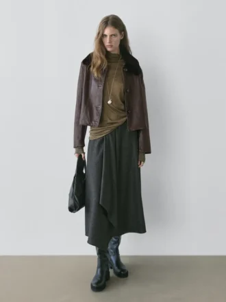 Nappalederjacke mit Lammfellkragen