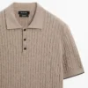 Poloshirt aus Baumwollmischung mit Zopfmuster Poloshirt aus Baumwollmischung mit Zopfmuster