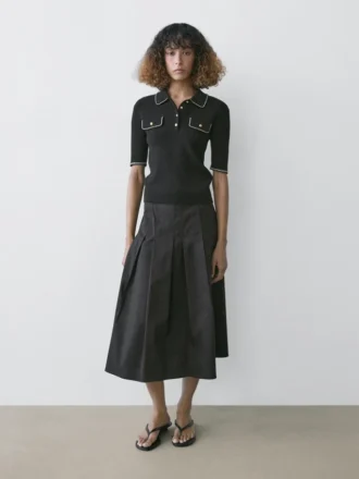 Poloshirt aus Baumwollstrick mit Kontrastdetails