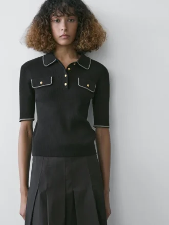 Poloshirt aus Baumwollstrick mit Kontrastdetails