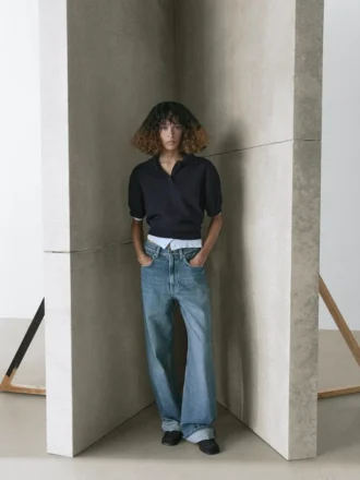 Poloshirt aus Wollmischgewebe