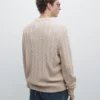 Pullover aus 100 % Baumwolle mit Zopfmuster und Rundhalsausschnitt