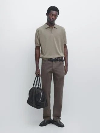 Pullover aus Baumwollstrick mit Poloshirt-Ausschnitt