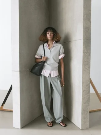 Pullover aus Baumwollstrick mit Poloshirt-Ausschnitt