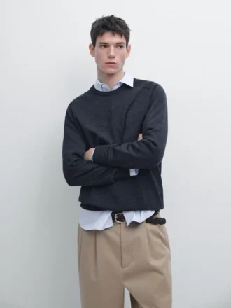 Pullover aus Merinowolle mit Rundhalsausschnitt