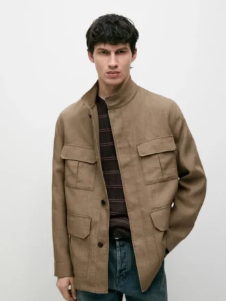 Safari-Jacke aus 100 % Leinen