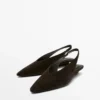 Slingback-Schuhe aus Spaltveloursleder
