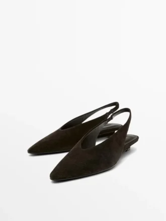 Slingback-Schuhe aus Spaltveloursleder