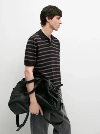 Strick-Poloshirt mit Kontraststreifen