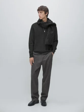 Strickpullover mit Stehkragen und Reißverschluss