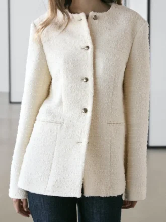 Strukturierte Jacke aus Wollmischung mit Strassknöpfen