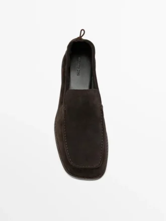 Weiche Leder-Loafer mit gerafftem Detail